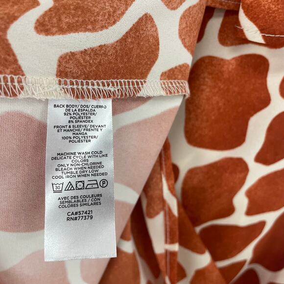 NWT Ann Taylor Orange Giraffe Print Ruffle Neck Shell Blouse Womens XS - Picture 7 of 8